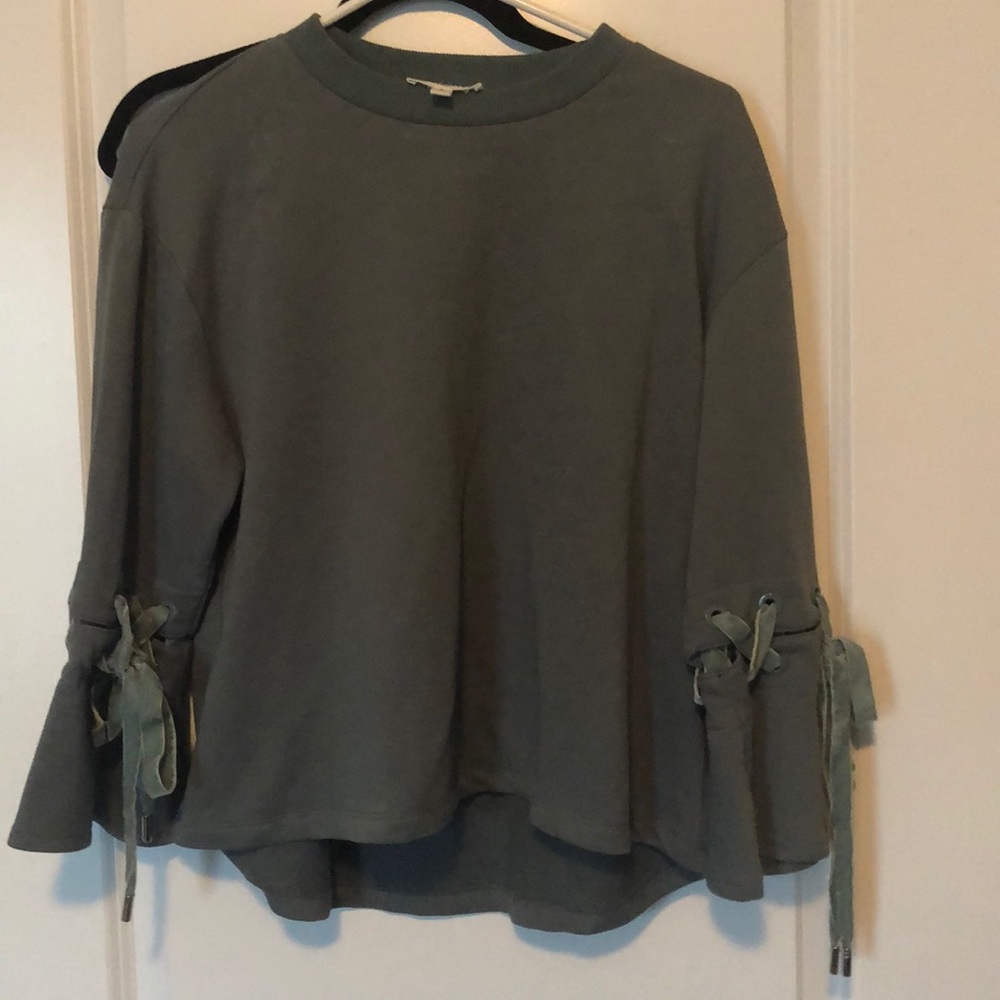 sweater top with tie sleeves